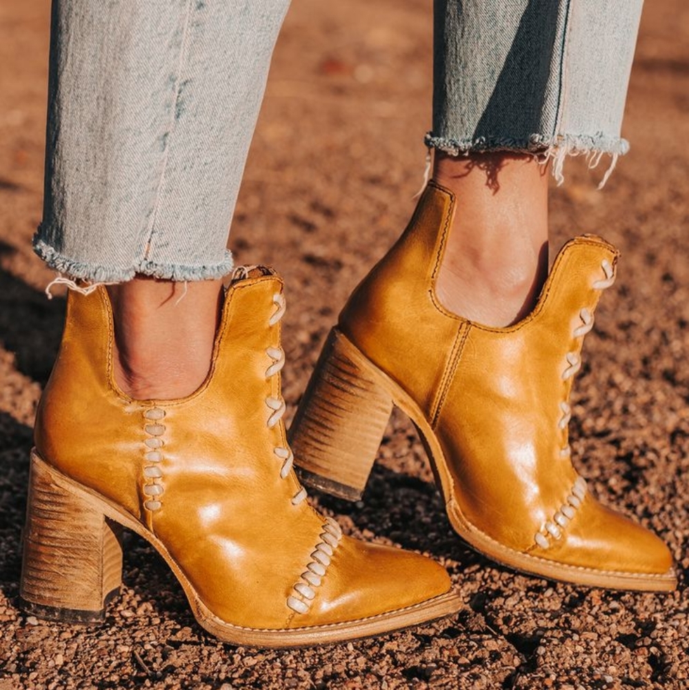 Freebird by Steven Mustard Leather Western Booties